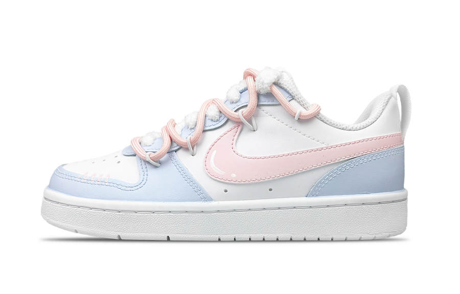 Nike Nike Court Borough Sweet Berry Bubble Leather Cushioning Low top Kids' Skateboarding Shoes Blue Pink Teenagers