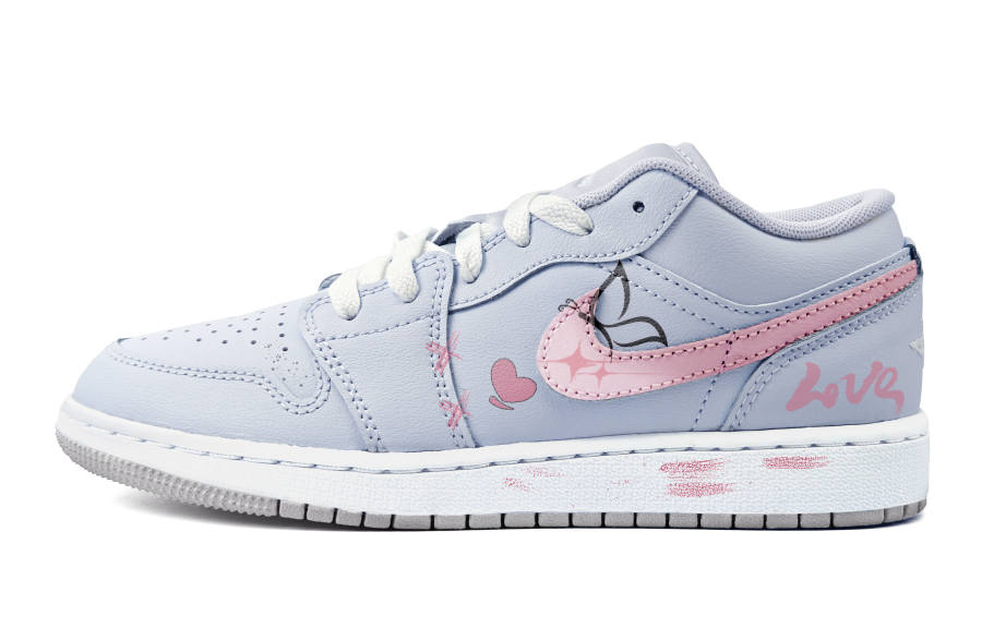 Jordan Jordan AJ1 Slip Resistant Cushioning Low top Children's Basketball Shoes Lotus Color Teenagers