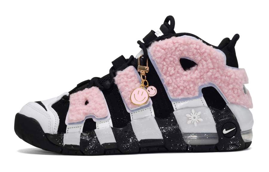 Nike Nike Air More Uptempo Leather Mid top Children's Basketball Shoes Black Pink Teenagers