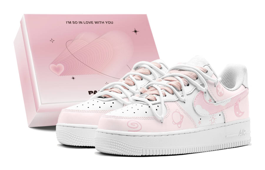 Nike Nike Air Force 1 LE Synthetic Leather Low top Kids' Skateboarding Shoes Pink Teenagers