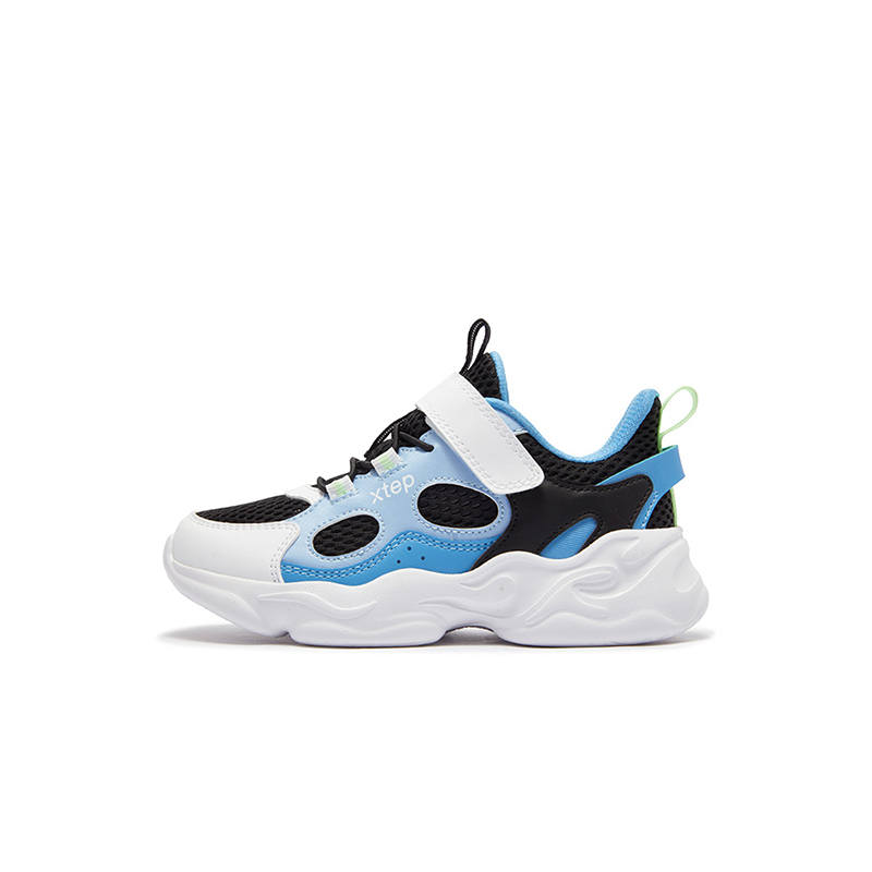 XTEP Synthetic Leather, Textile Slip Resistant Abrasion Resistant Low top Casual Shoes Black Xtep White Kids'