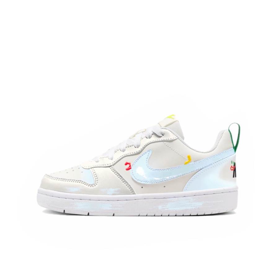 Nike Nike Court Borough LOW Cotton Blue Milk Dot Slip Resistant Abrasion Resistant Low top Kids' Skateboarding Shoes White