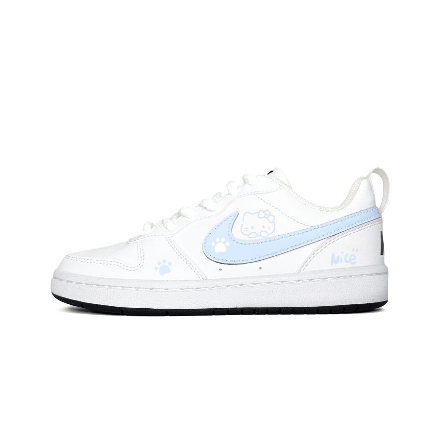 Nike Nike Court Borough Synthetic Leather Abrasion Resistant Low top Kids' Skateboarding Shoes Blue Kids'