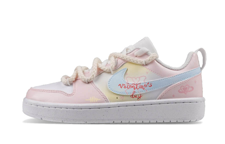 Nike Nike Court Borough Fresh Look Girly Synthetic Leather Abrasion Resistant Low top Kids' Skateboarding Shoes Pink Unisex