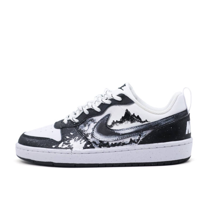 Nike Nike Court Borough Between Mountains And Ink, Ink Splatter Soars With The Wind Synthetic Leather