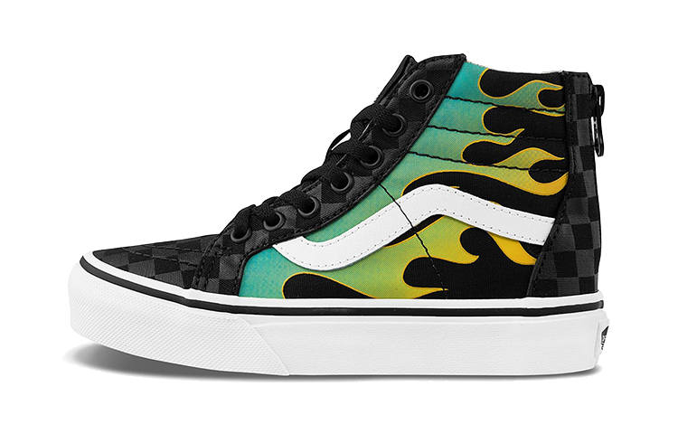Vans SK8 Zip High top Kids' Skateboarding Shoes Flame Black Children Aged 3 7 Years Old