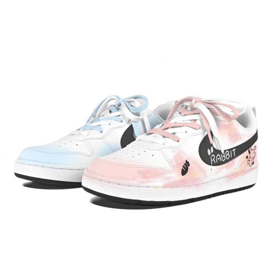 Nike Nike Court Borough Rabbit Bear Embracing Low top Kids' Skateboarding Shoes White Teenagers