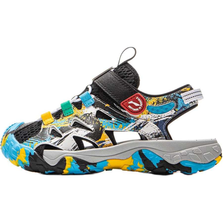 Li-Ning YOUNG Li Ning YOUNG Outdoor Slip Resistant Abrasion Resistant Low top Children's Sandals Black Blue