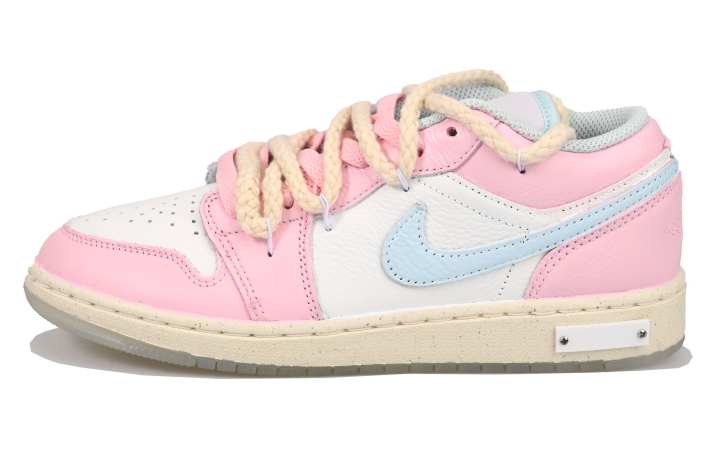 Jordan Jordan Air Jordan 1 Pink Cherry Blossom Bunny Genuine Leather Slip Resistant Abrasion Resistant Low top