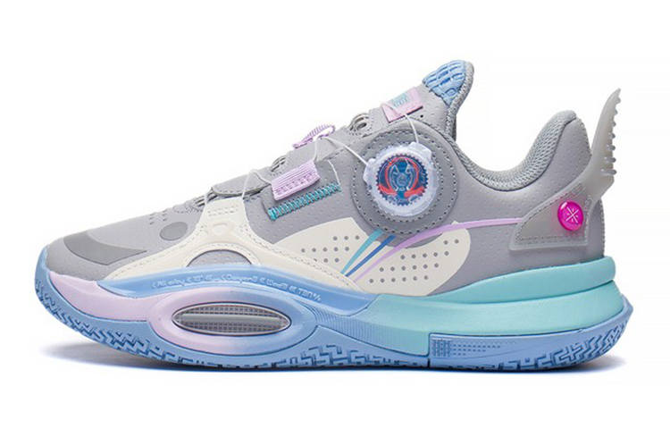 Li-Ning YOUNG Li Ning YOUNG All City 10 Mesh Slip Resistant Cushioning Abrasion Resistant Rebound Low top Basketball Shoes Gray White