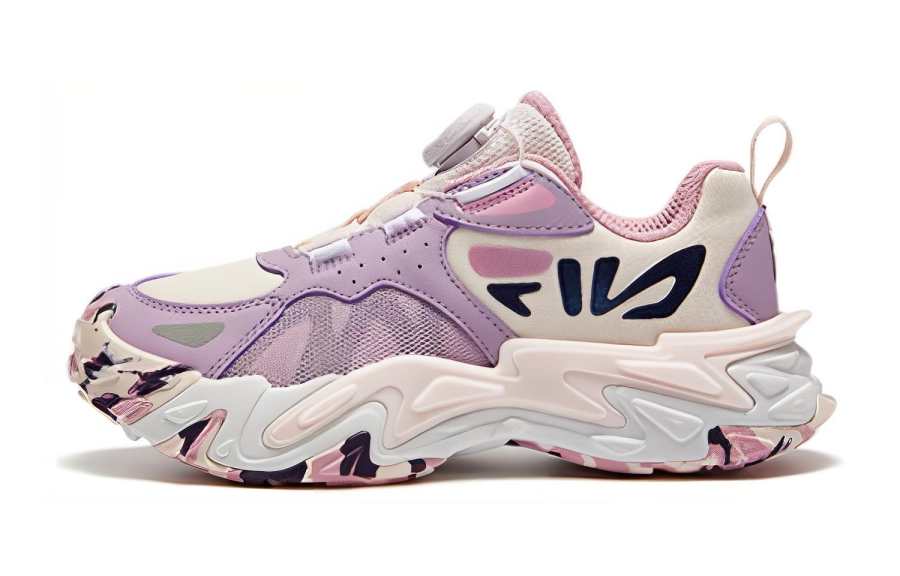 FILA KIDS Rhino Slip Resistant Abrasion Resistant Low top Kids' Running Shoes Purple White Kids'