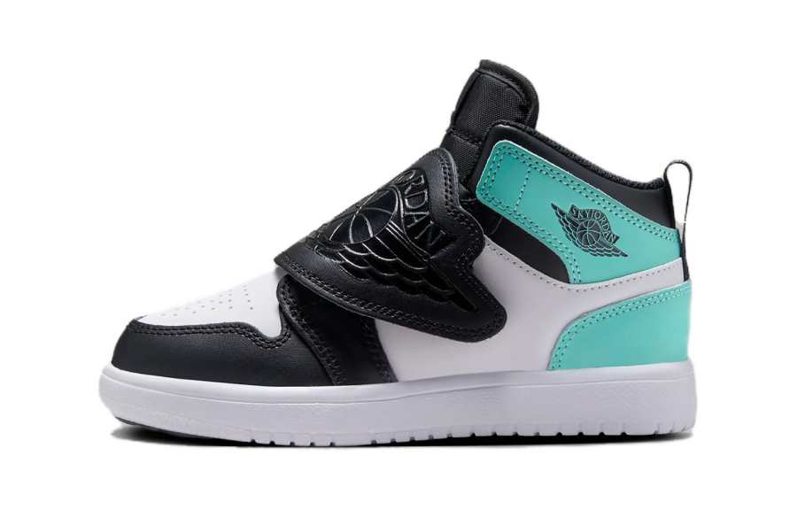 Jordan Jordan Sky Jordan 1 Slip Resistant Abrasion Resistant Mid top Children's Basketball Shoes Black Green