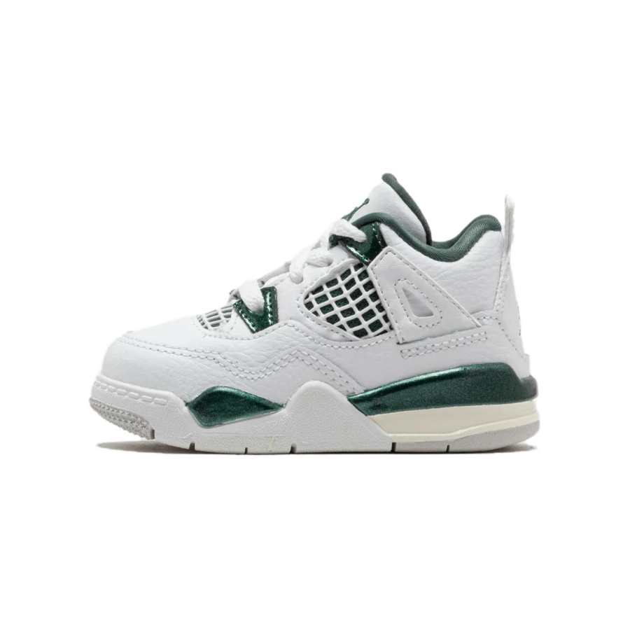 Jordan Jordan Air Jordan 4 Slip Resistant Abrasion Resistant Mid top Toddler Shoes White Green Infant And Toddler