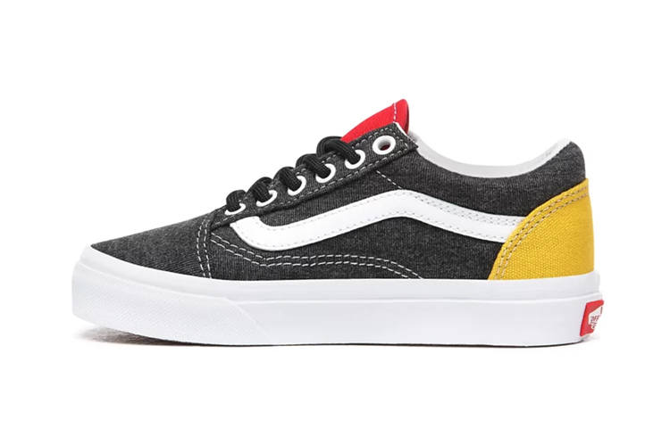 Vans Old Skool Low top Kids' Skateboarding Shoes Black Yellow Children Aged 3 7 Years Old