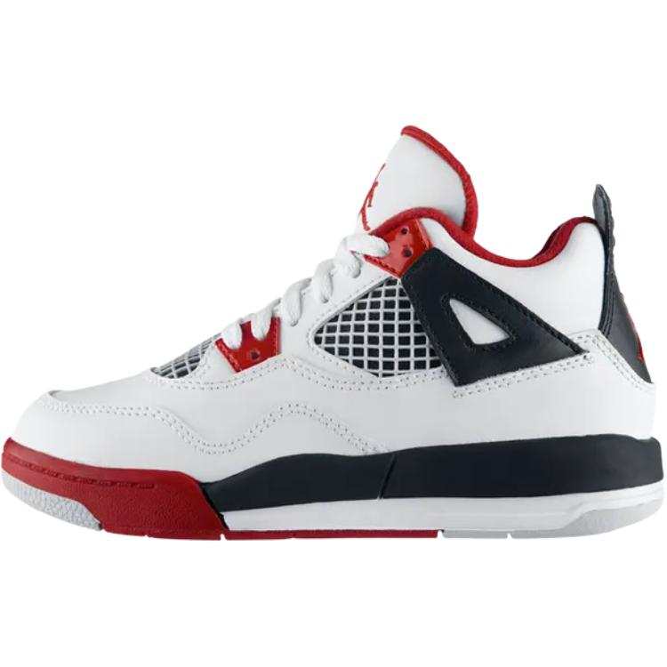 Jordan Jordan Air Jordan 4 Leather Mid top Children's Basketball Shoes White Children Aged 3 7 Years Old