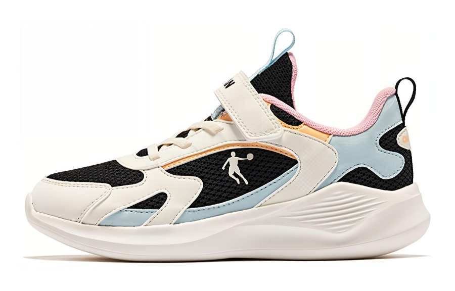 QIAODAN Slip Resistant Slip Resistant Low top Kids' Running Shoes White Black Unisex