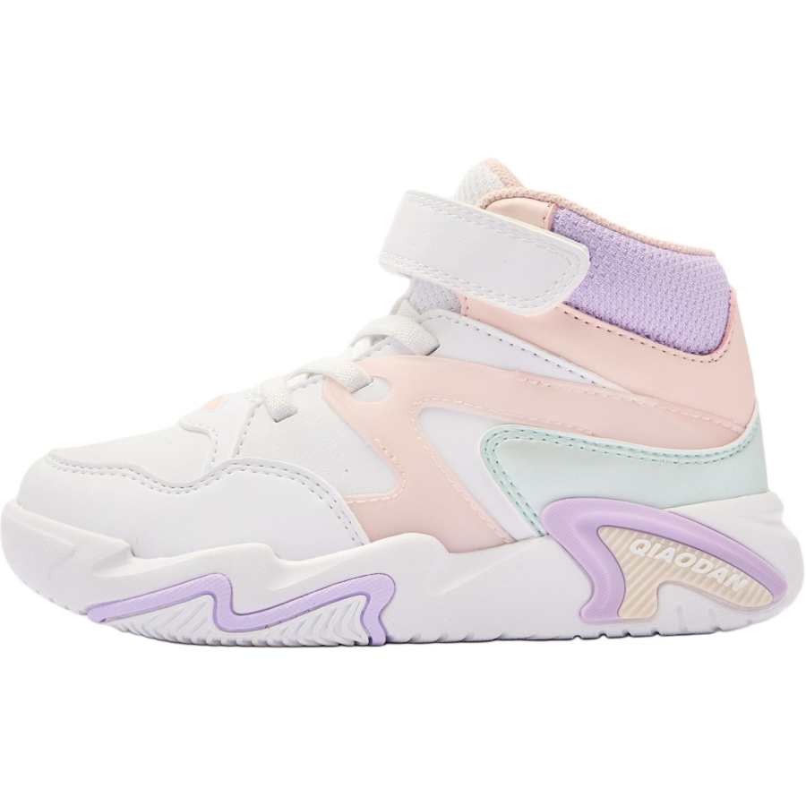 QIAODAN Synthetic Leather, Textile Slip Resistant Abrasion Resistant Kids' Skateboarding Shoes White