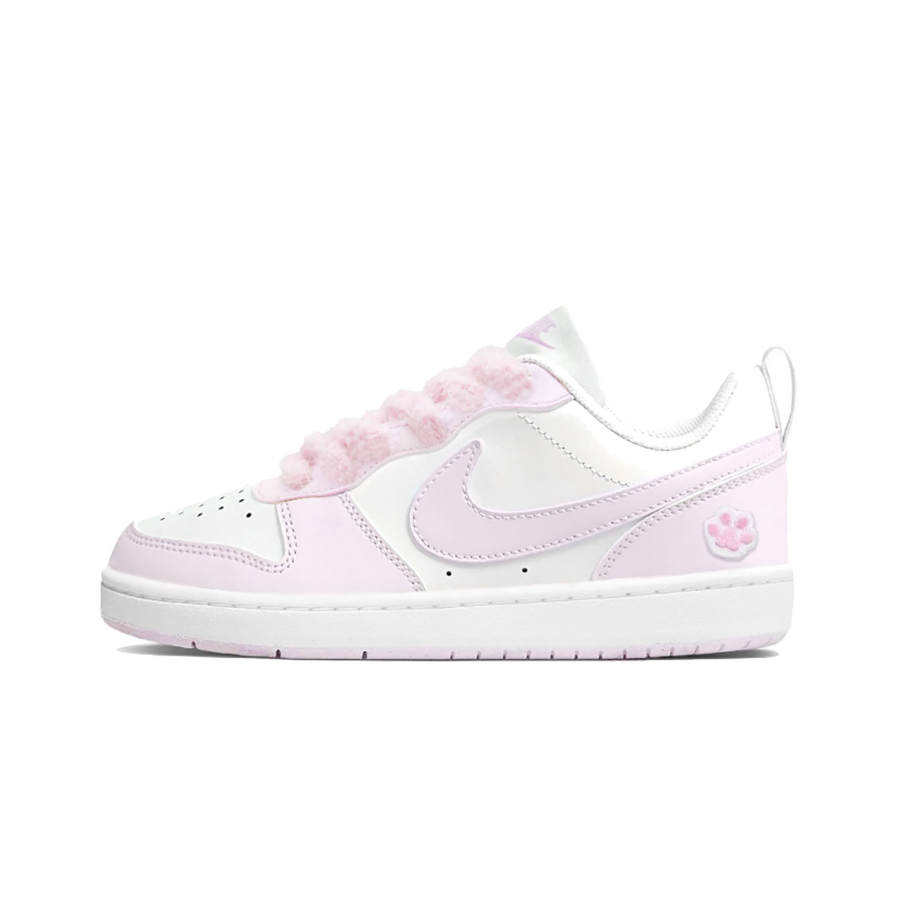 Nike Nike Court Borough Low Synthetic Leather Slip Resistant Abrasion Resistant Low top Kids' Skateboarding Shoes Pink