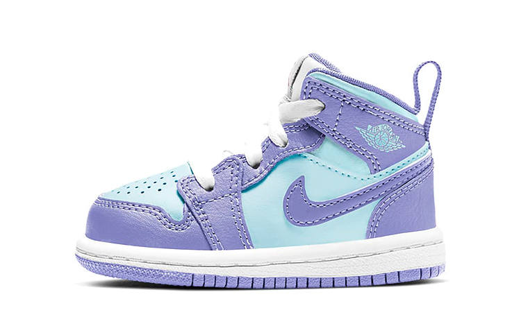 Jordan Jordan Air Jordan 1 Slip Resistant Cushioning Abrasion Resistant High top Toddler Shoes Purple Green, Lavender