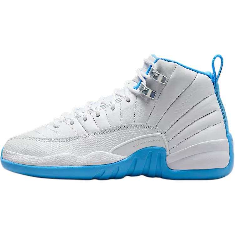 Jordan Jordan Air Jordan 12 Slip Resistant Abrasion Resistant Low top Basketball Shoes White/Blue/Silver Unisex