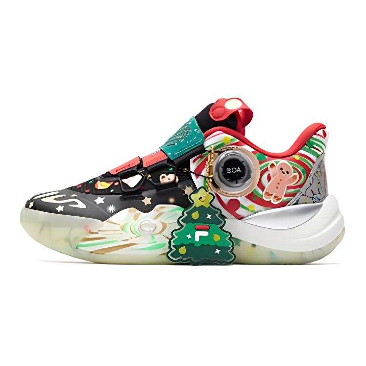 FILA KIDS Cushioning Low top Children's Basketball Shoes Black Red Teenagers