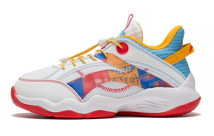 Li-Ning YOUNG Li Ning YOUNG Slip Resistant Abrasion Resistant Low top Basketball Shoes White Yellow Teenagers