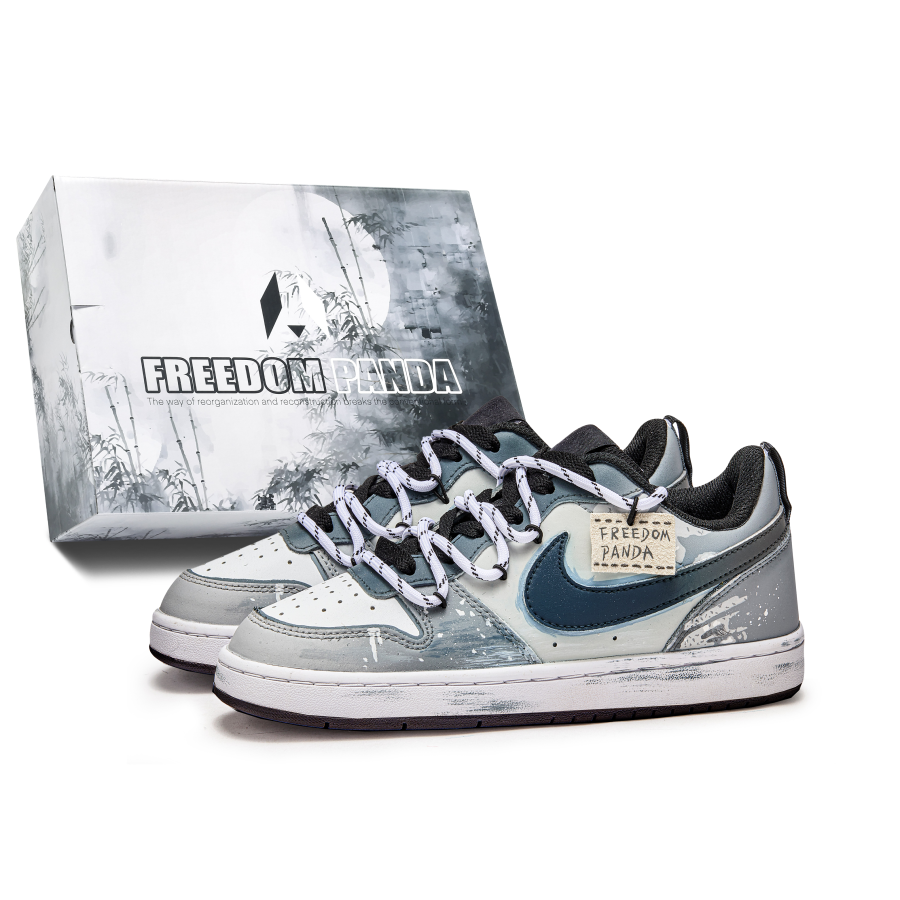 Nike Nike Court Borough Slip Resistant Cushioning Abrasion Resistant Low top Kids' Skateboarding Shoes Blue White Teenagers
