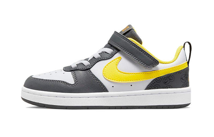 Nike Nike Court Borough Low 2 SE Slip Resistant Abrasion Resistant Low top Kids' Skateboarding Shoes White Gray Yellow