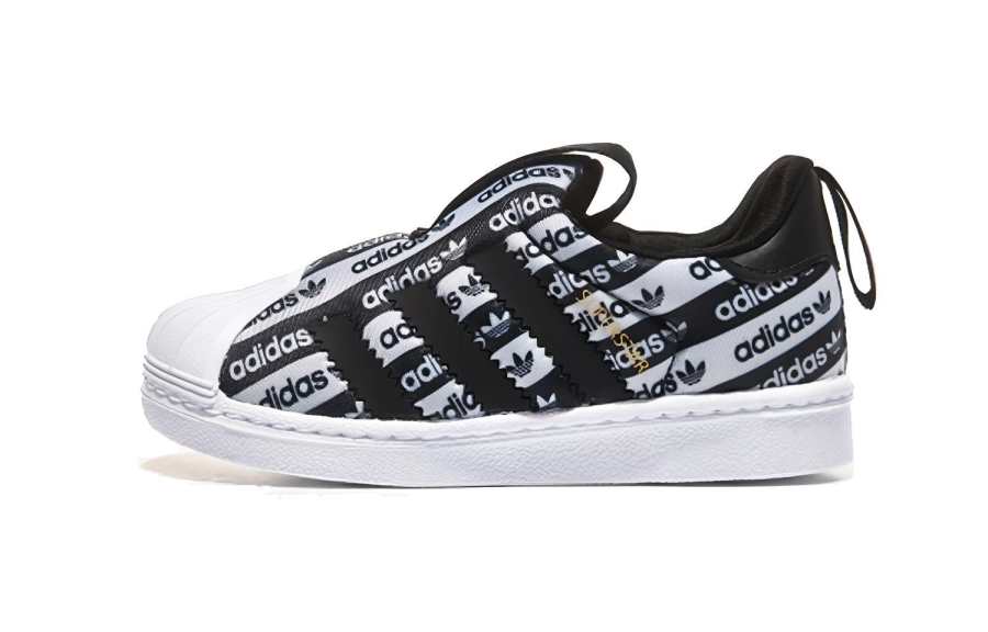 Adidas Originals SUPERSTAR 360 Abrasion Resistant Low top Skateboard Shoes Black White Infant And Toddler