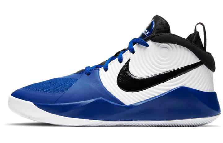 Nike Nike Team Hustle D 9 Mid top Performance Basketball Shoes Black Blue White Unisex