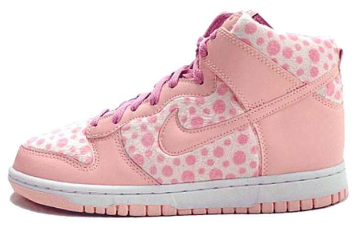 Nike Nike Dunk Slip Resistant Cushioning Abrasion Resistant High top Skateboard Shoes Pink White Spot Unisex