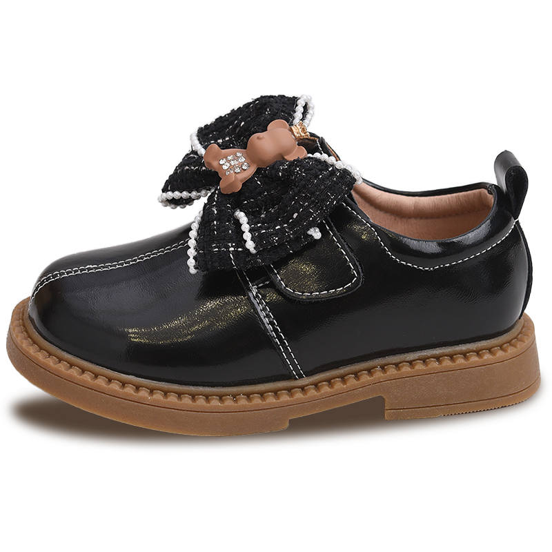 BODING BODING Slip Resistant Cushioning Lightweight Low top Kids' Leather Shoes Black Kids'