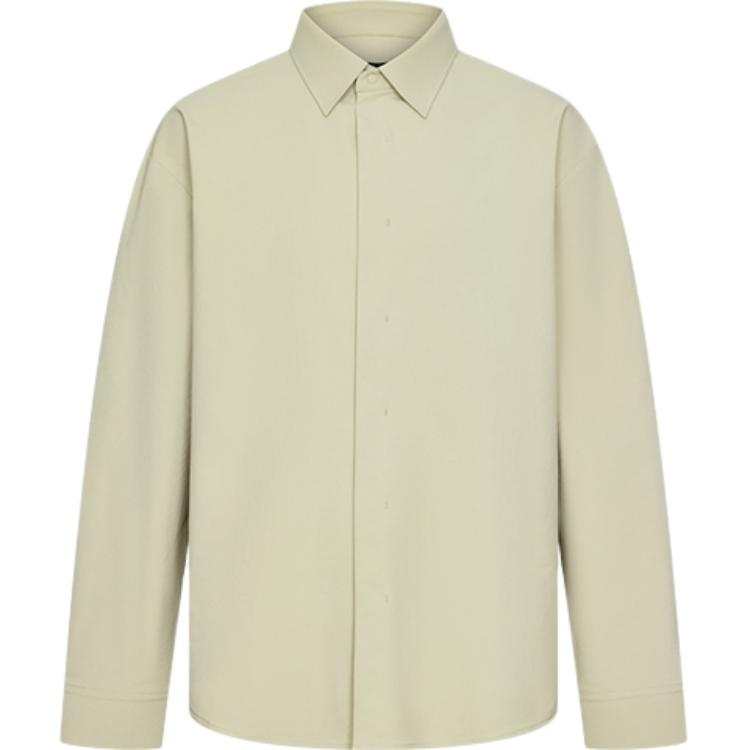 URBAN REVIVO Shirts Men's Light Khaki Lapel Moderate