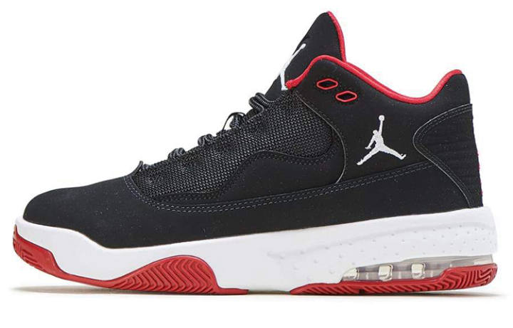 Jordan Jordan Max Aura 2 Synthetic Leather Mid top Basketball Shoes Black Red Unisex