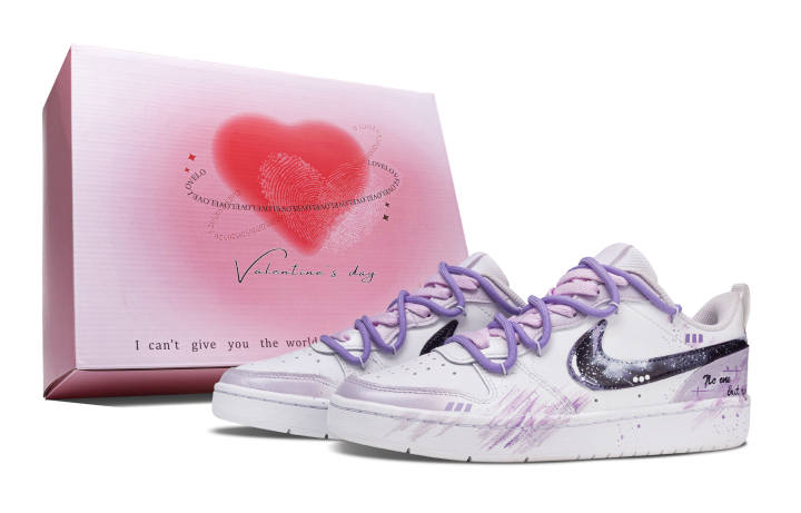 Nike Nike Court Borough Vast Purple Night Leather Slip Resistant Abrasion Resistant Cushioning Low top