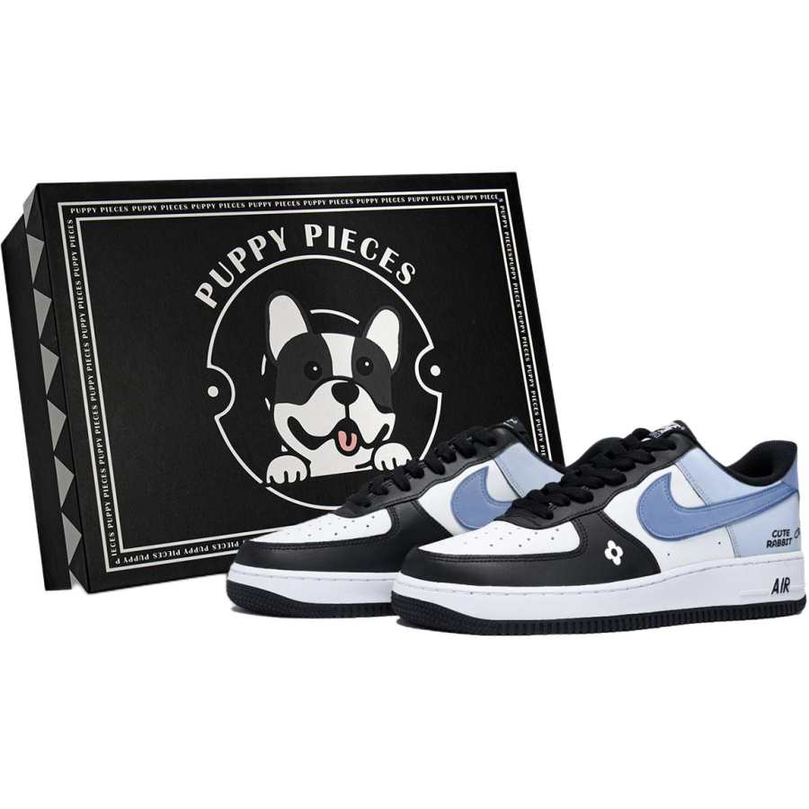 Nike Nike Air Force 1 Puppy Fragment, Special Shoe Box Leather Low top Kids' Skateboarding Shoes White Teenagers