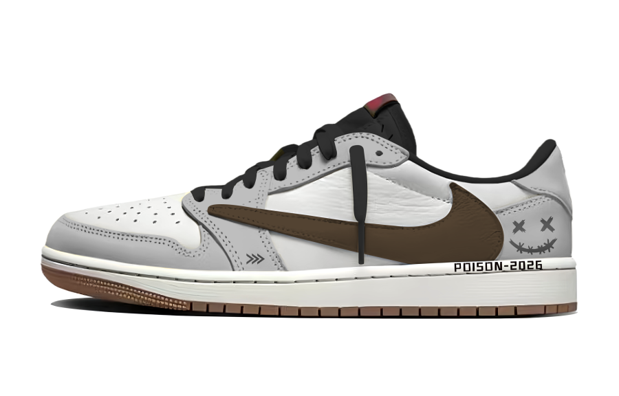 Jordan Travis Scott x Jordan Air Jordan 1 Mocha Era Fashion Trend Abrasion Resistant Abrasion Resistant Low top