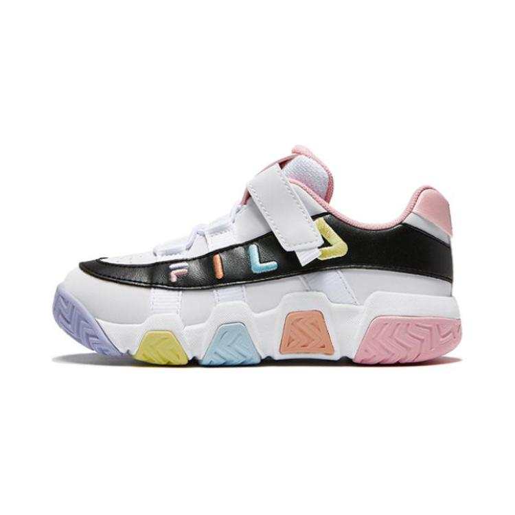 FILA KIDS Comfortable Cushioning Slip Resistant Support Low top Children's Basketball Shoes FILA White Black