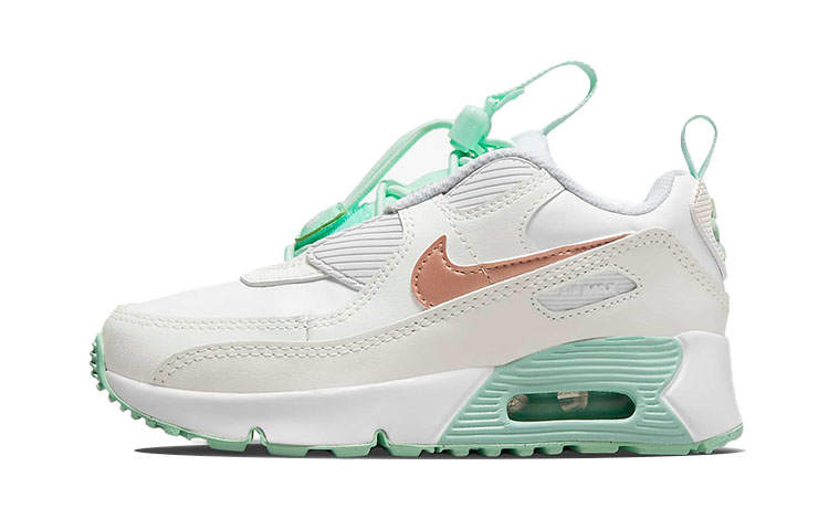 Nike Nike Air Max 90 Kids Lifestyle Shoes White Gold Green Children Aged 3 7 Years Old