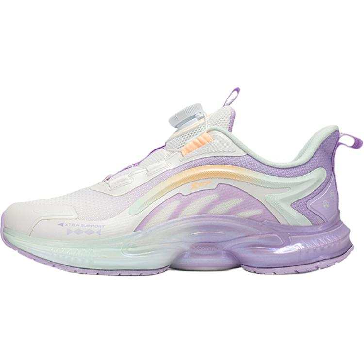 XTEP Synthetic Leather Slip Resistant Abrasion Resistant Low top Kids Lifestyle Shoes White Purple Kids'