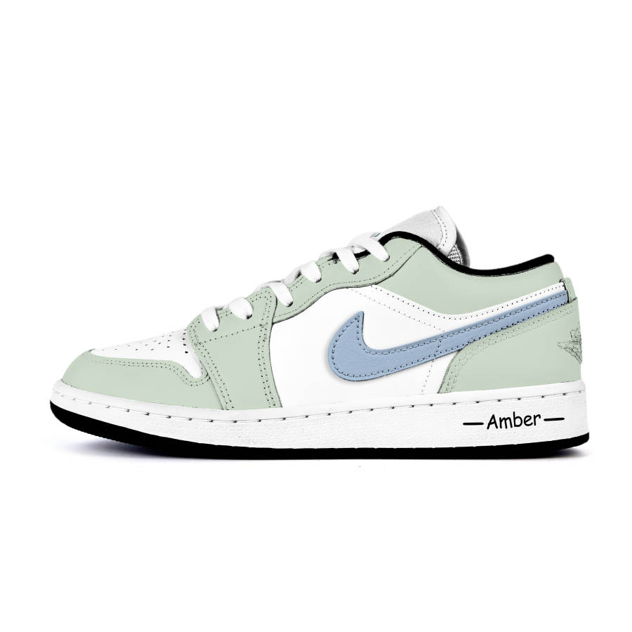 Jordan Jordan Air Jordan 1 Low Leather Cushioning, Wear Resistant Low top Children's Basketball Shoes Light Green Teenagers