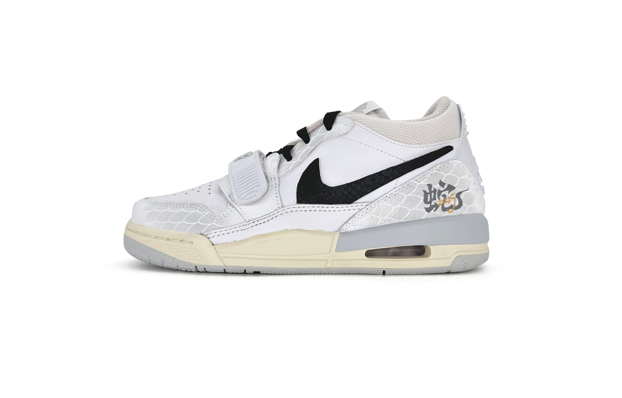 Jordan Jordan Legacy 312 Low Leather Slip Resistant Abrasion Resistant Mid top Children's Basketball Shoes Gray White Black