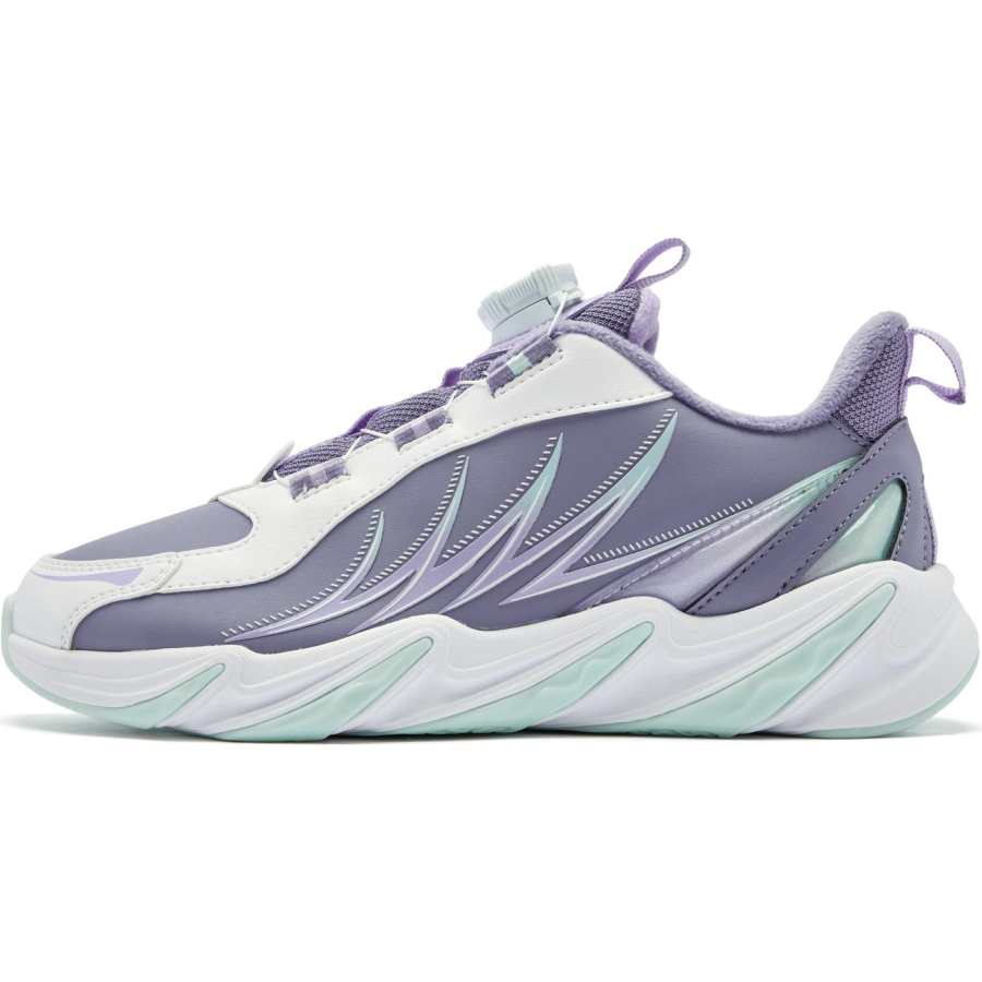 QIAODAN Fleece Lined Knob Lace Up Low top Casual Shoes Purple White Green Teenagers