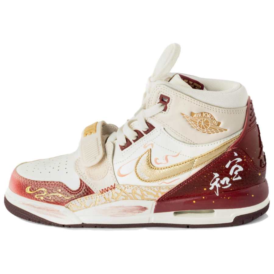 Jordan Jordan Legacy 312 Leather High top Children's Basketball Shoes Burgundy Teenagers