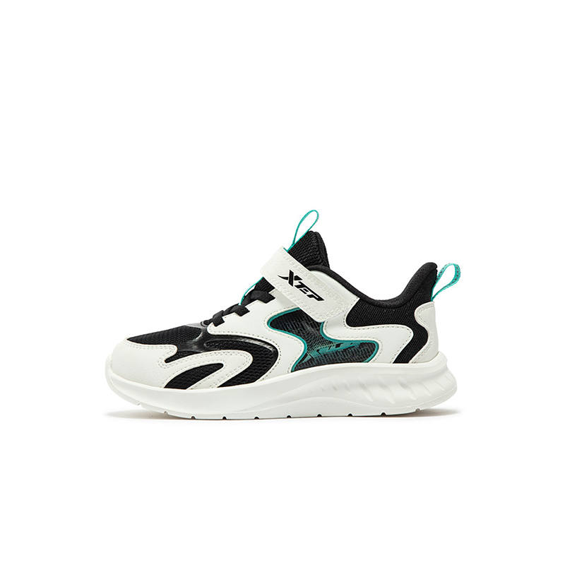 XTEP Fashion Slip Resistant Cushioning Low top Kids' Running Shoes Black White Kids'