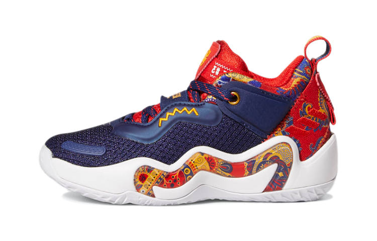 Adidas Adidas D.O.N. Issue #3 Abrasion Resistant Low top Children's Basketball Shoes Blue Red Children Aged 3 7 Years Old