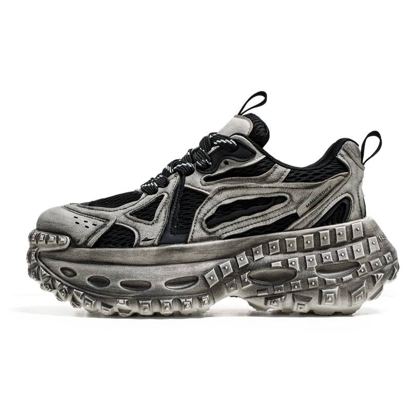 KUDING Slip Resistant, Abrasion Resistant, Height Increasing Low top Chunky Sneakers Men's