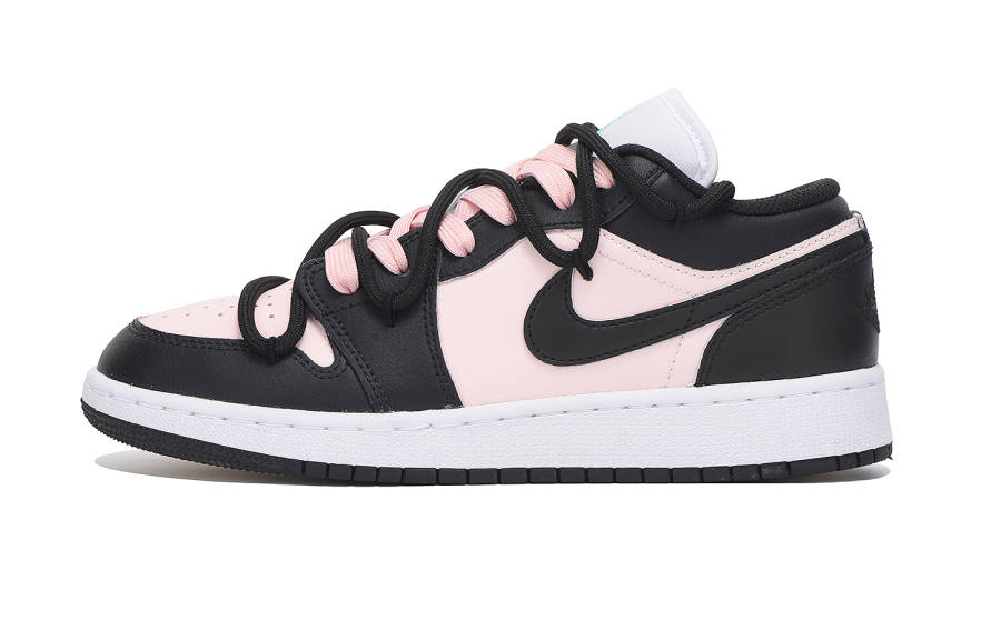 Jordan Jordan Air Jordan 1 Low Leather Cushioning, Wear Resistant Low top Kids' Skateboarding Shoes Black Pink Teenagers