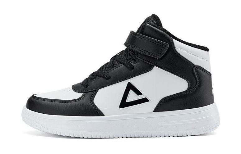 PEAK Synthetic Leather Abrasion Resistant Breathable Thermal High top Kids' Skateboarding Shoes Black White Kids'