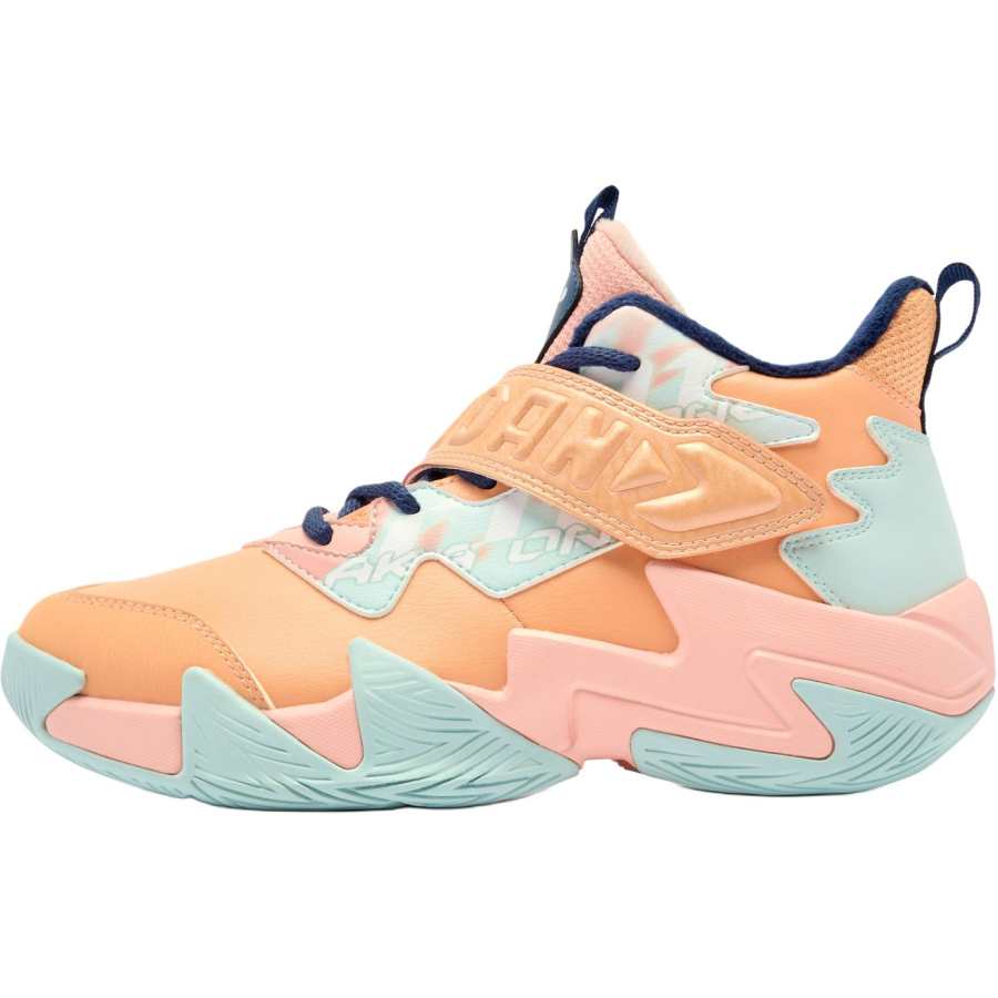 QIAODAN Lingfeng Synthetic Leather Fleece Lined Thermal Mid top Basketball Shoes Orange Pink 34 42 Unisex